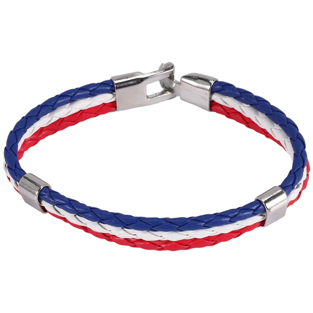 Браслет с французским флагом, ювелирный браслет, браслет с французским флагом, сплав белого, красного и синего цвета (ширина 14 мм, длина 23 см)