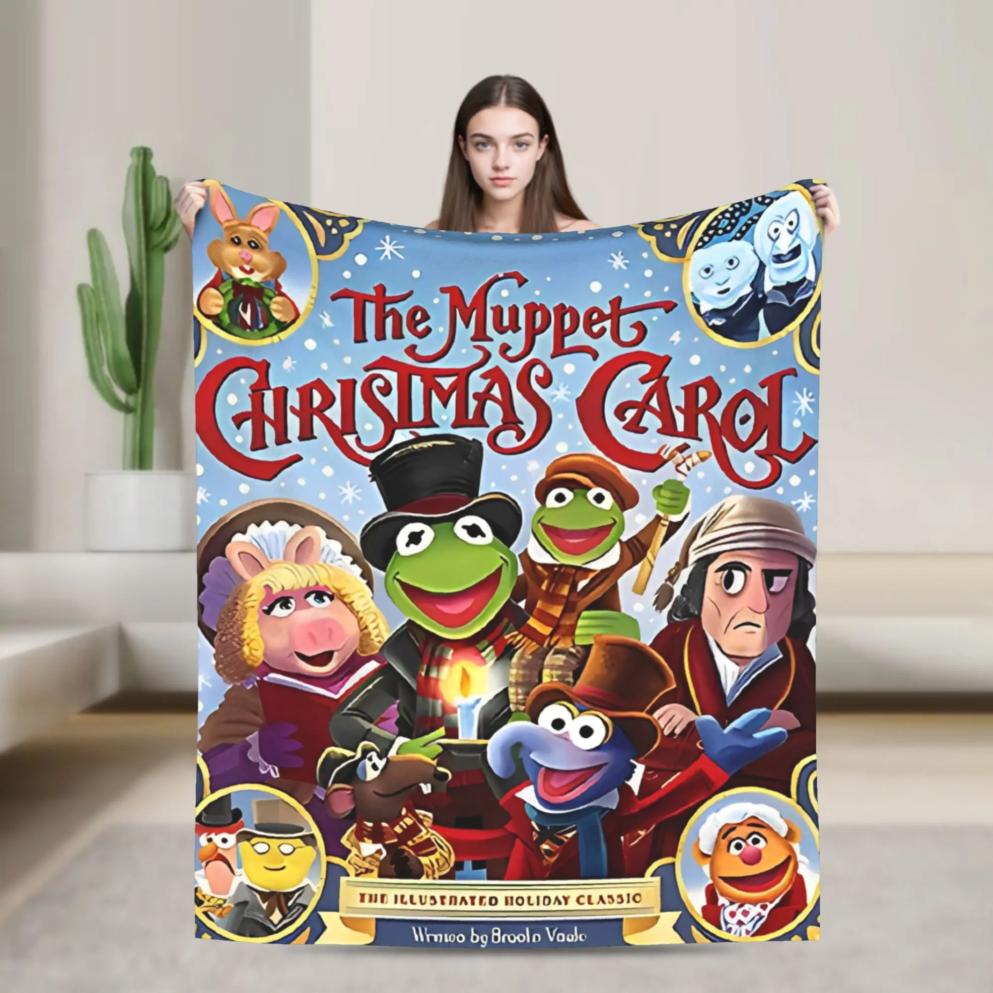 The Muppet Christmas Carol Fuzzy Blanket  Vintage Throw Blankets for Home Hotel Sofa  125*100cm Rug Piece