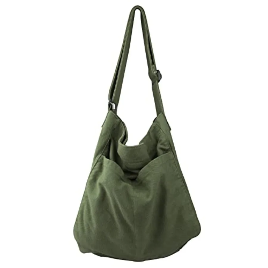 

Canvas Hobo Crossbody Shoulder Tote Bag for Women and Men W/Multi-pocket Casual Purse Messenger Bags Travel Work