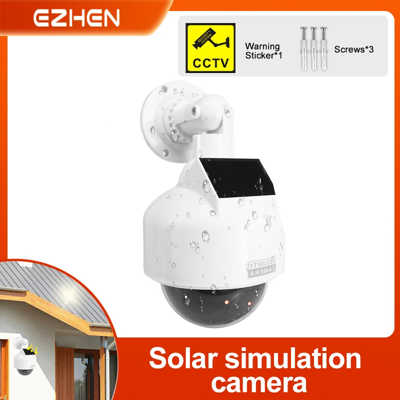 1PC Solar Fake Camera Dummy Security Camera with LED Red Light Waterproof Fake Security Camera for Outdoor Garden Patio Driveway