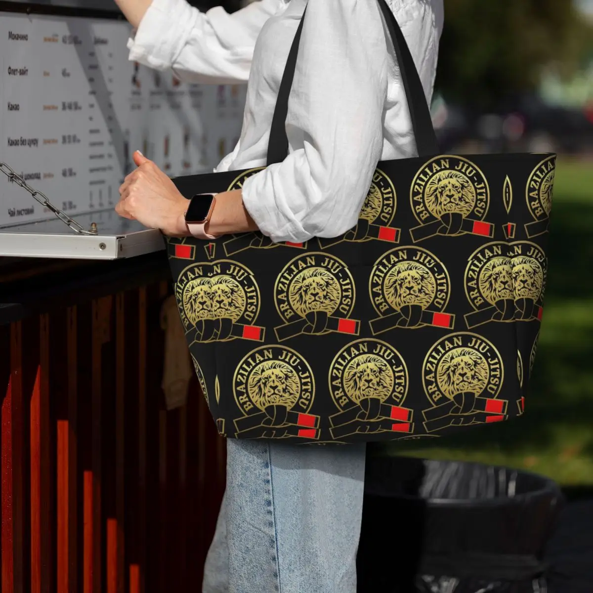 Jiu-Jitsu Warrior Japanese Bjj Gi And Black Belt Mma Beach Tote Bag Sport Gym Yoga Duffle Large Women Travel Bag Fitness bag