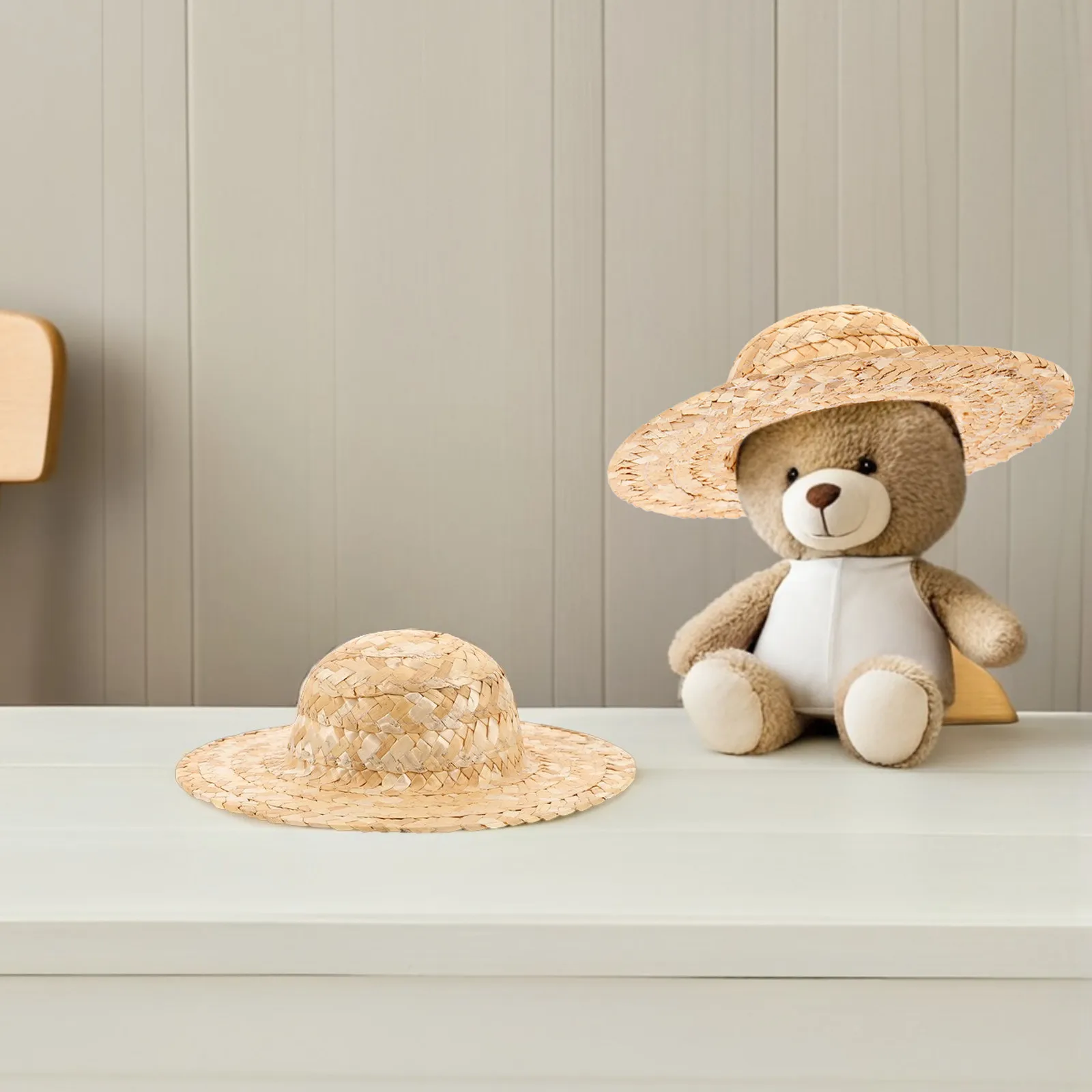 2 piezas de sombreros pequeños tejidos con paja, hechos a mano, ideales para manualidades, proyectos creativos, estilo rústico, pequeños sombreros mexicanos, para complementar un atuendo.