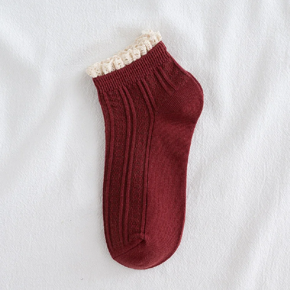 

Lolita Princess Harajuku Solid Candy Color Girls Cute Streetwaer Ruffles Women Socks Lace Socks Hosiery Cotton Socks