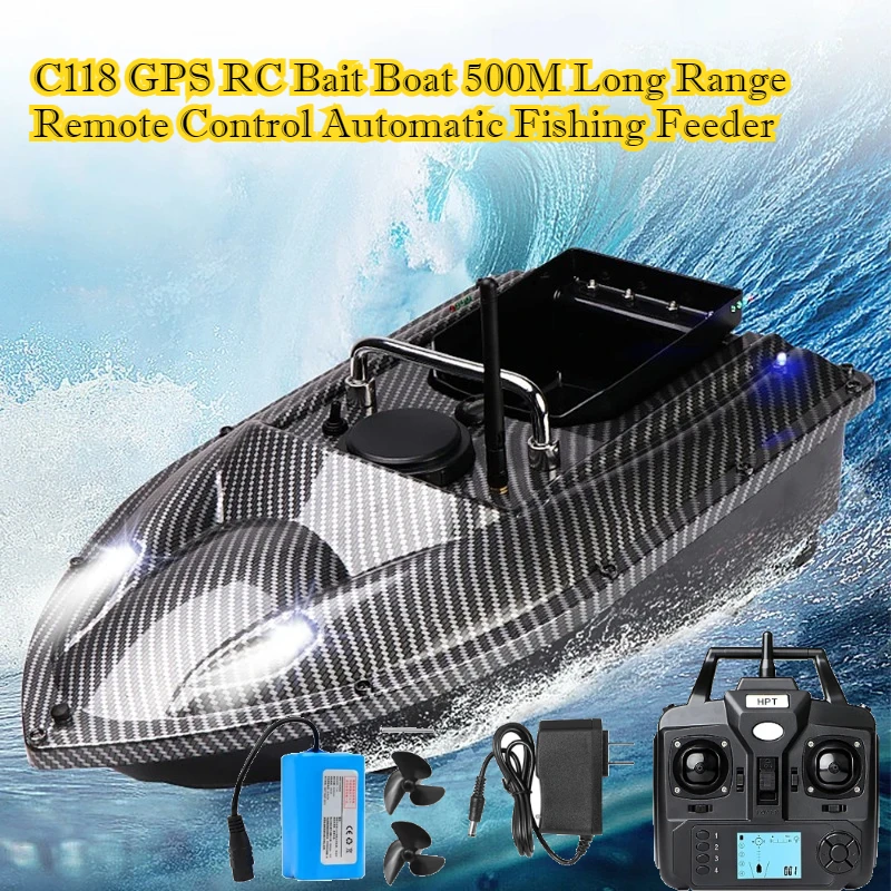 

C118 GPS RC Bait Boat 500M Long Range Remote Control Automatic Fishing Feeder with Bait Containers for Outdoor