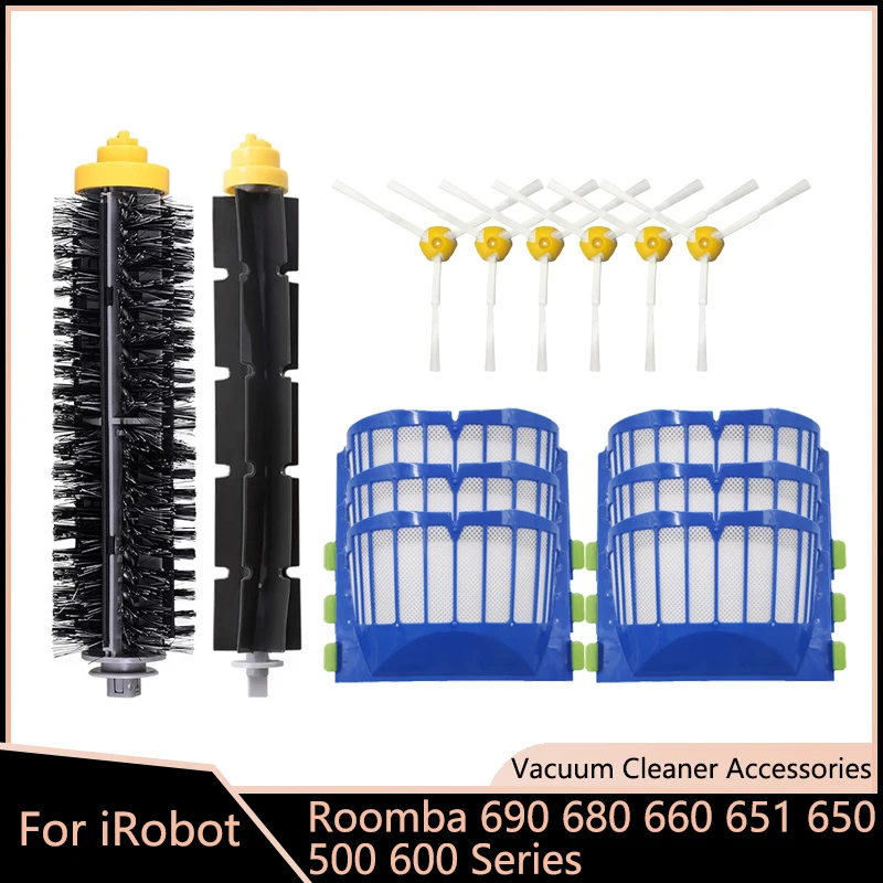 Hepa Filter Main Roller Brush Side Brush Kit For iRobot Roomba Vacuum Cleaner 500 600 Series 690 680 660 651 Replacement Parts