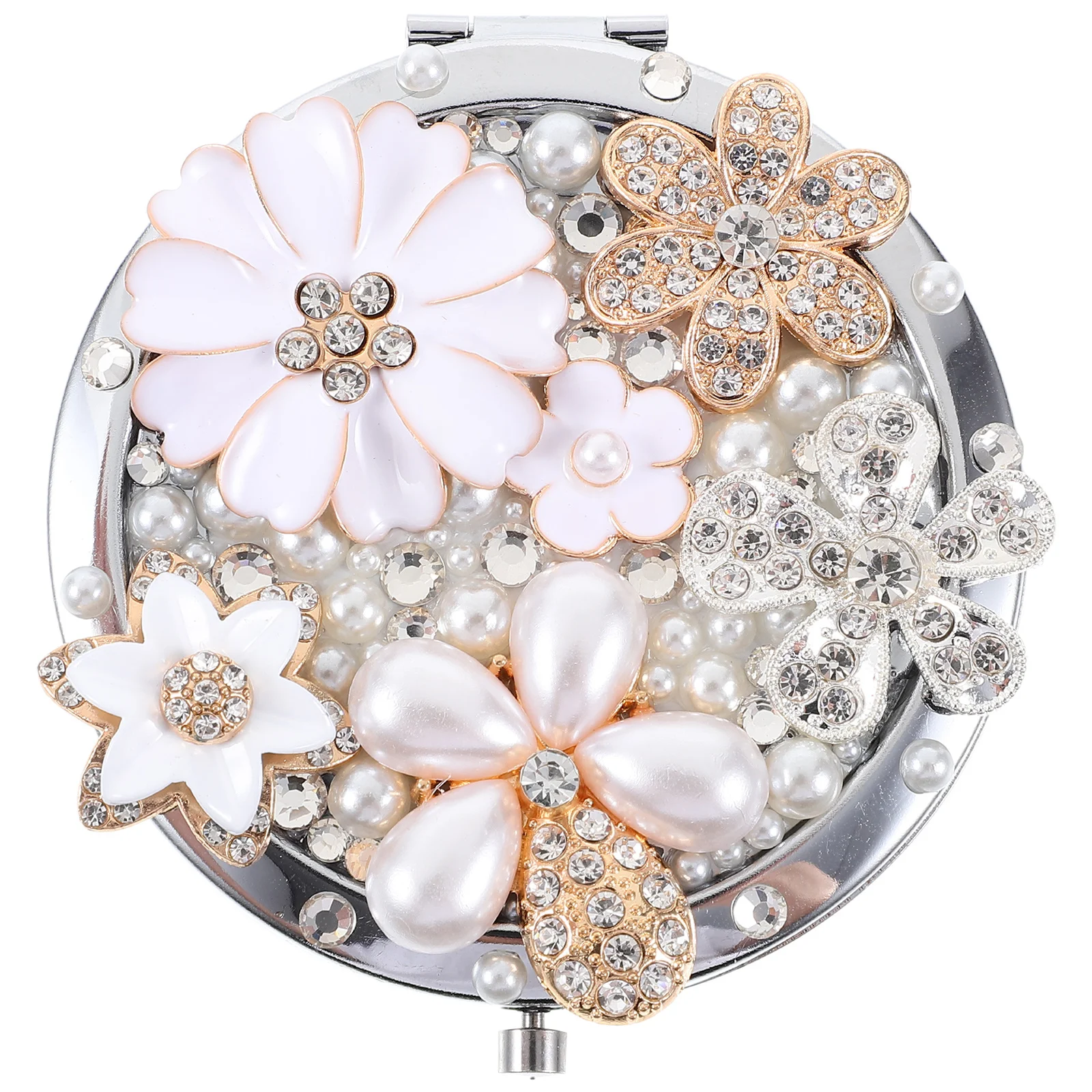 1Pcs Mini Compact Daisy Flower Folding Makeup Mirror Portable Mirror for Girls Magnification Girl Make Up Tool