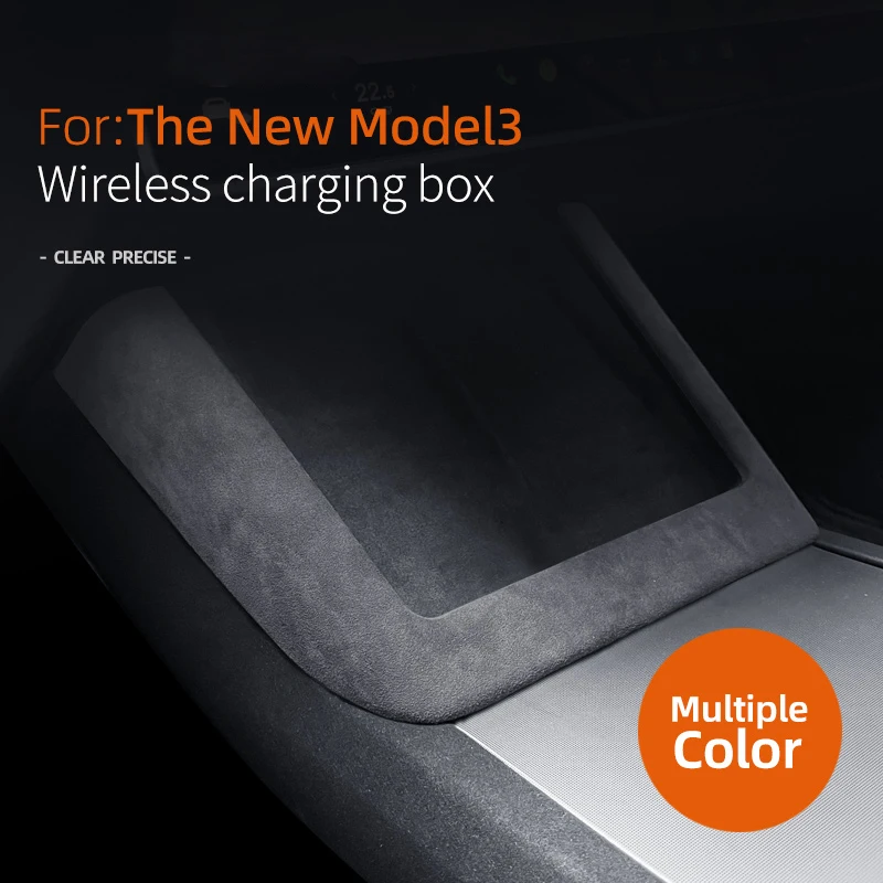 

For New Tesla Model 3 Highland 2024 2025 Imported Top Suede Car Wireless Charging Panel Frame Protective Decoration Cover Shell