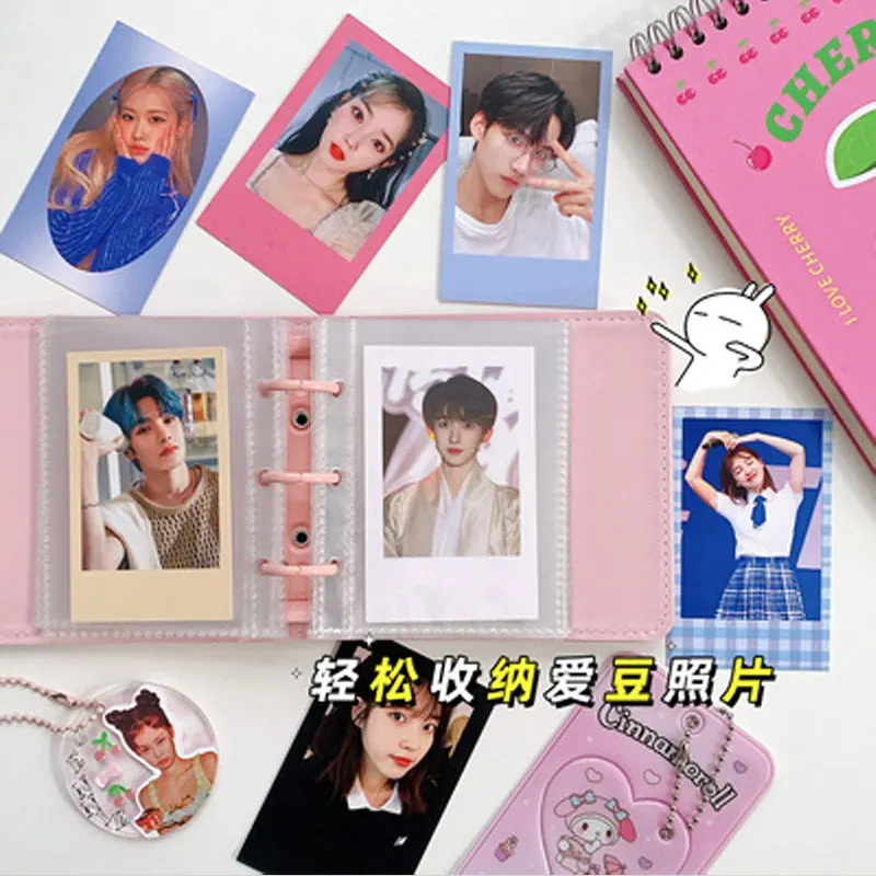 Kpop 3 Hole Card Binder 3inch Photo Album Macaron Photocard Holder Album Mini Album For Cards Collect Book