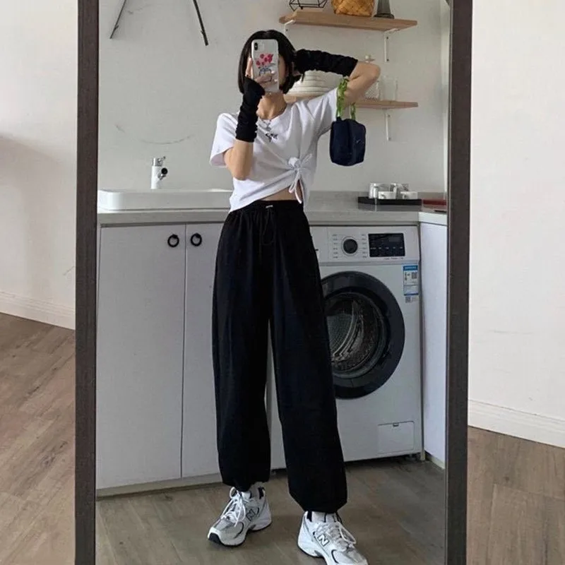 بنطال ذو قصة أرجل واسعة لون محايد للمرأة الشتاء الرجعية الحلو فتاة فضفاضة صورة ظلية الأعمال الحضرية الدفء الصوف مبطن أفخم محبوك BF #3