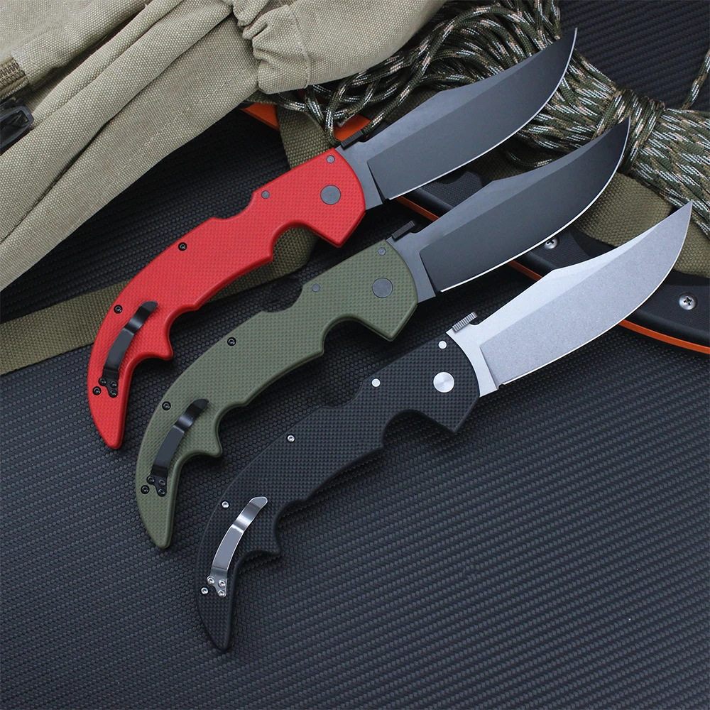 Cold Large Size Professional Hunting Knife AUS-10A Steel Outdoor Pocket Folding Knife Survival Tactical Self defense Knives EDC