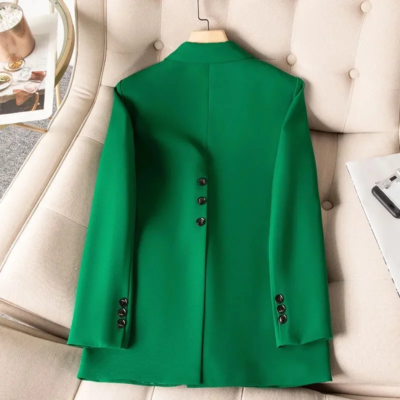 

Khaki Black Green Women Formal Blazer Coat New Female Long Sleeve Single Button Jacket Office Ladies Work Wear Suit Outerwear