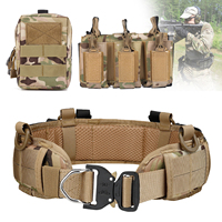 Tactical MOLLE Belt SET, Military Style Riggers Waistband Outdoor Work Men Battle Belt Combat CS Airsoft Hunting Waist Belts