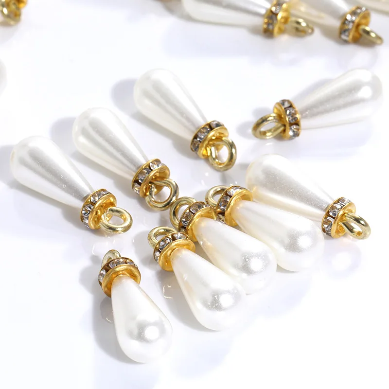 20 Stück 8x15mm Imitationsperlen-Anhänger aus ABS-Glas mit Strasssteinen für DIY-Ohrringe, Halsketten, Armbänder, Broschen, Reißverschlüsse und Schmuckherstellung – Detail 4