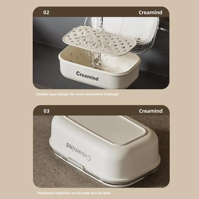 Soap Box Dish Plate With Lid Lock Sealed Travel Hiking Leakproof Container Holder Home Shower Bathroom Storage Cover Case