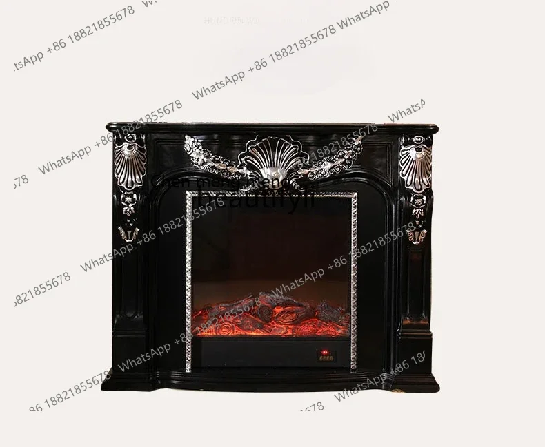 X European-Style Simulation Fireplace Core Retro Living Room Electronic Fireplace Curio Cabinet Solid Wood Fireplace Mantel