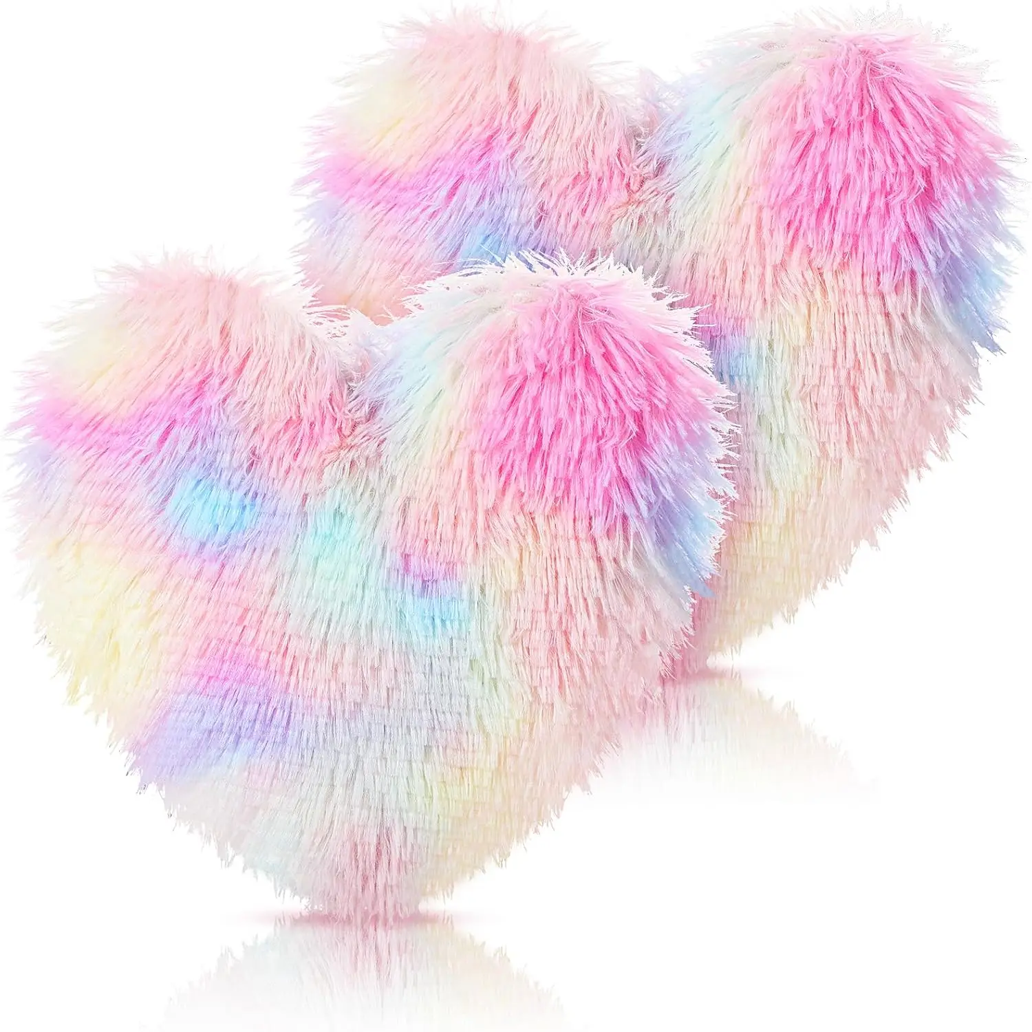 

2 Pcs Fluffy Heart Shaped Plush Pillow Cute Throw Cushion Stuffed Heart Decorative Pillow Toy Gift For Chair Sofa Living