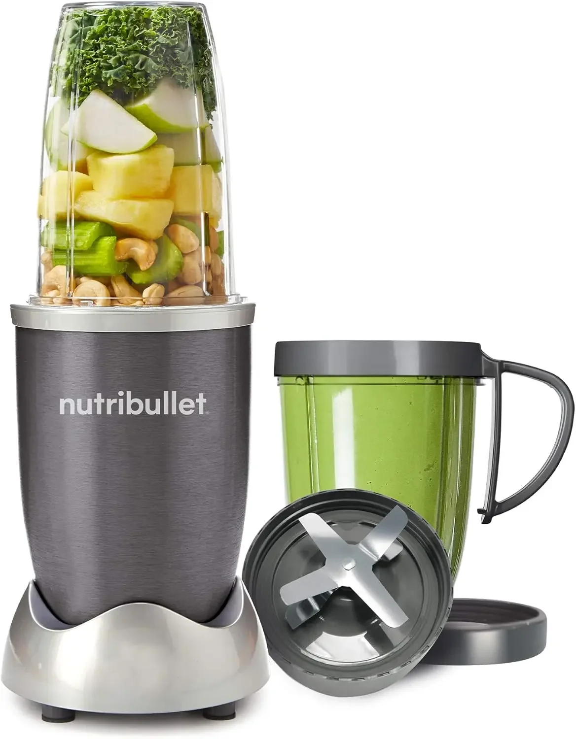 NEW Bullet NutriBullet 600W เครื่องปั่นสมูทตี้ 8 ชิ้น - สีเทา - NBR0802