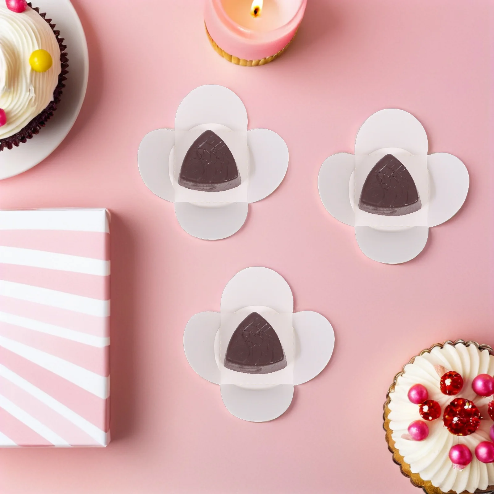 

200Pcs Chocolate Paper Liners - Black Floral Cupcake Baking Cups for Truffles Candies - Valentine Candy Holder Food Serving Tray