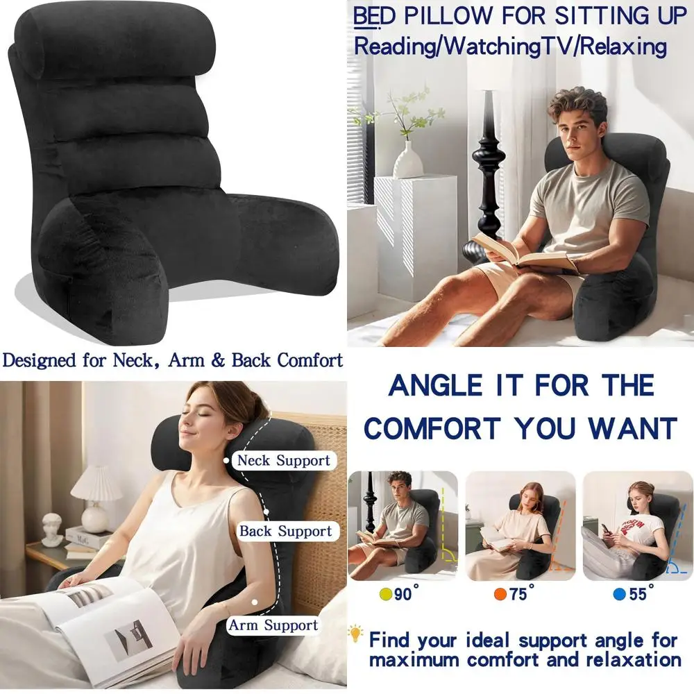 

Ergonomic Reading & TV Pillow for Comfortable Bed or Sofa Use