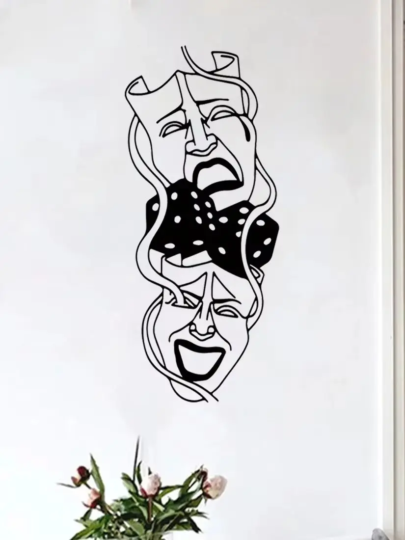 Décoration murale en métal pour home cinéma, thème comédie et tragédie, pour salon