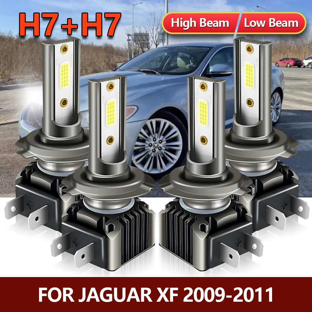 4x LED H7 Headlight MINI Bulbs Combo High Low Beam Auto Car Lamps For Jaguar XF 2009 2010 2011