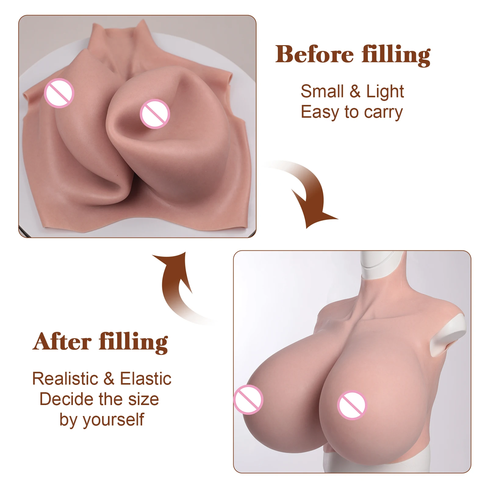 U-Charmmore DIY Inflatable Z Cup Realistic Fake Silicone Breast Forms Fake Huge Boobs Air Filliing for Crossdresser Transgender