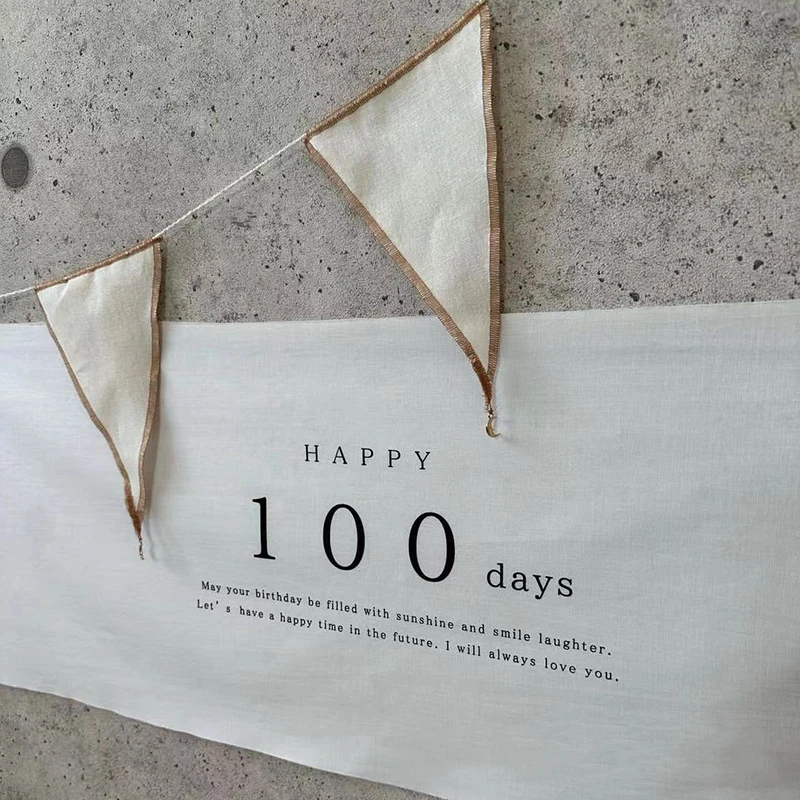 customized Happy 100days Letter Cloth Banner, Children\'s 100th Birthday Flag Party Decoration Background, Photo Props