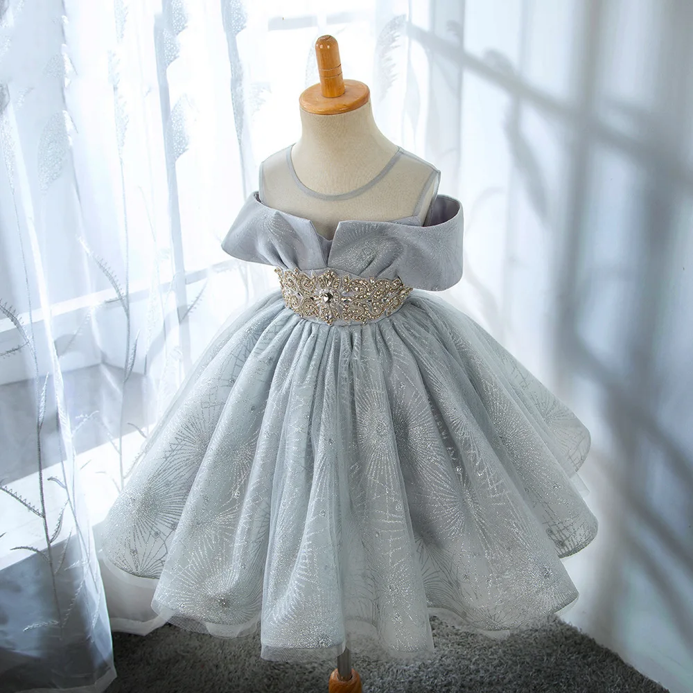 

Children's Dress Princess Girls Fluffy Yarn Children's Baby Birthday One Year Old Host Girls Performance