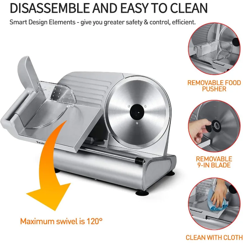 قطاعة طعام كهربائية من Deil بشفرة من الفولاذ المقاوم للصدأ ، قطاعة لحم Techwood ، قطاعة جبن لذيذة ، قطاعة خضروات فواكه وخبز ، 9 بوصة