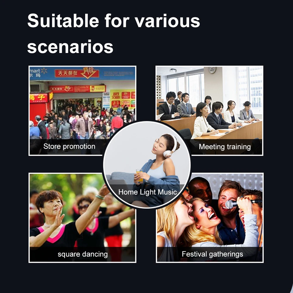 BT5.0 مكبر صوت لاسلكي محمول راديو FM كاريوكي مضخم صوت مزدوج ستيريو مكبر صوت عالي أضواء ملونة نظام صوت ستيريو مكبر صوت #4
