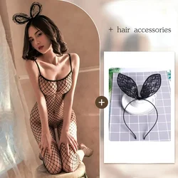 Sexy Lingerie Sexy Jumpsuit Fishnet Socks Open File Hollow Strap Fishnet Bodysuit Bodystocking Porno Costume Sexy Women Open