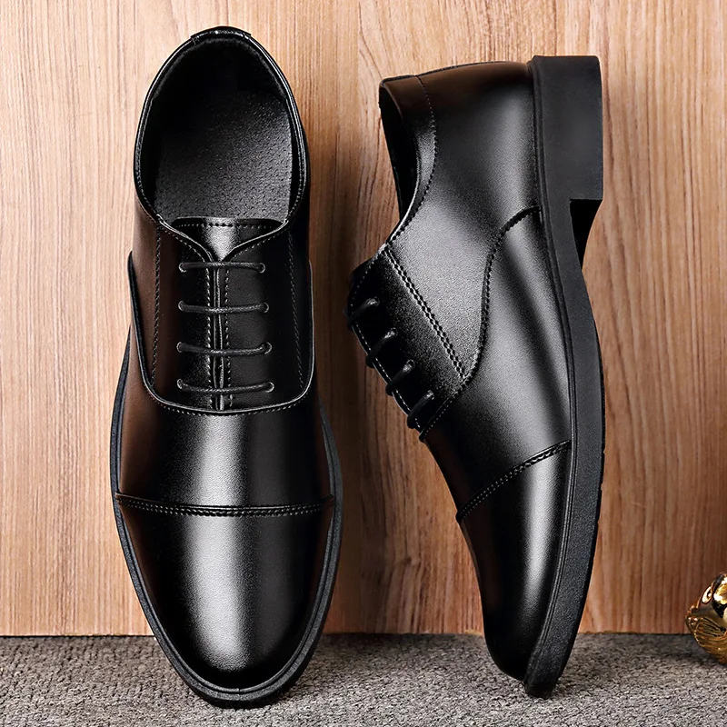 

Business casual leather shoes versatile fashion formal tie up men's leather shoes men's shoes soft leather square heel shoes