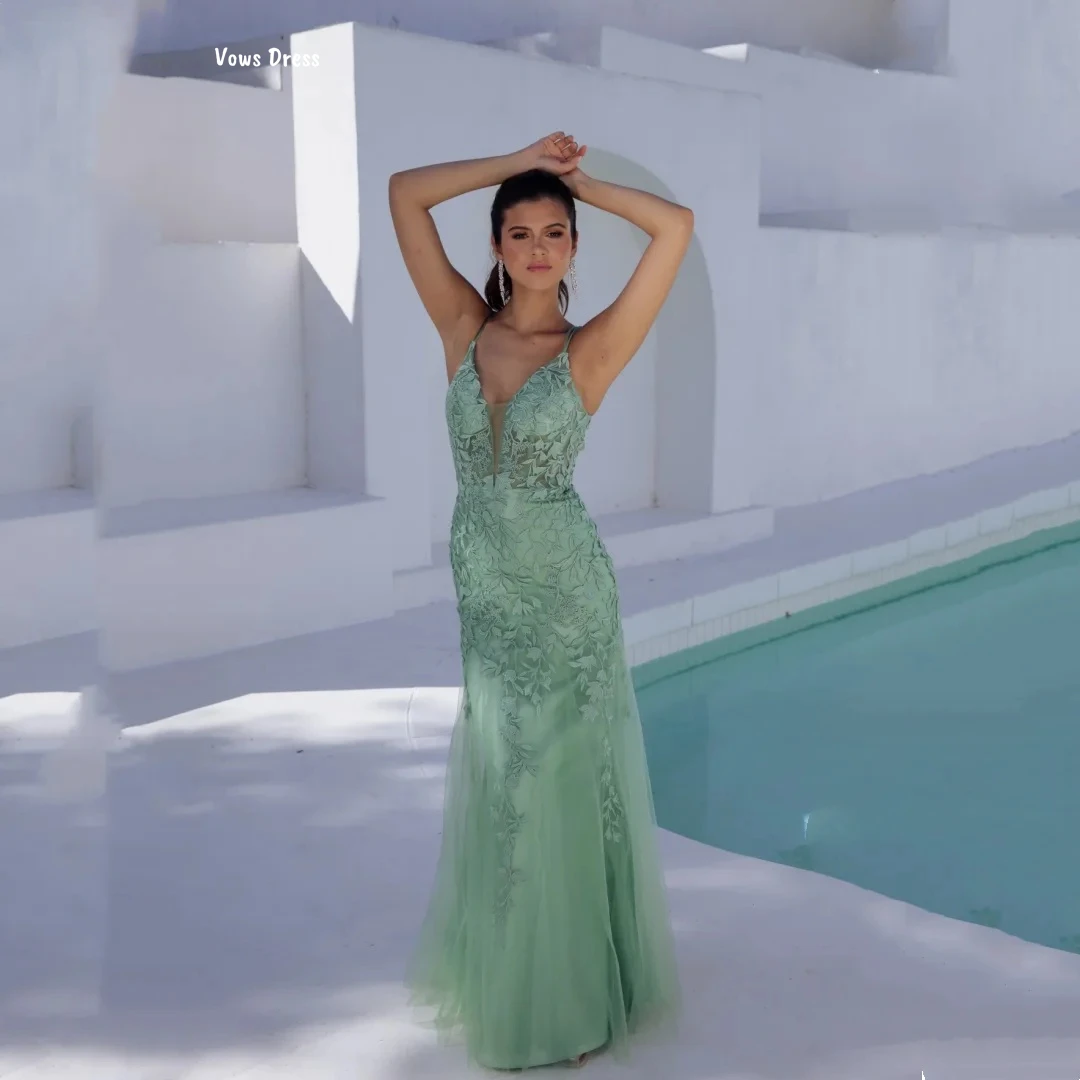 

Vows Prom Dresses 2025 Luxury Dresses for Party Dresses Woman 2025 Line A Custom Made V-neck Evening Gown Lace Elegant Gowns