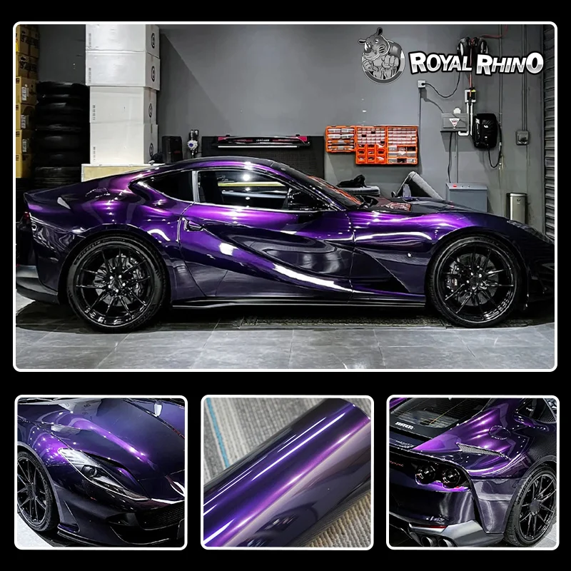 

18M Roll High Glossy Metallic Midnight Purple Vinyl Film Sticker DIY Car Wrap Foil with Air Release Self Adhesive Decal Wrapping