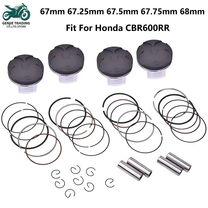 

4set 67mm ~ 68mm STD~+100 0.25 0.5 Motorcycle Engine Piston Rings For Honda CBR600RR CBR600 RR ABS 2009-2023 CBR 600 RR CBR600RA