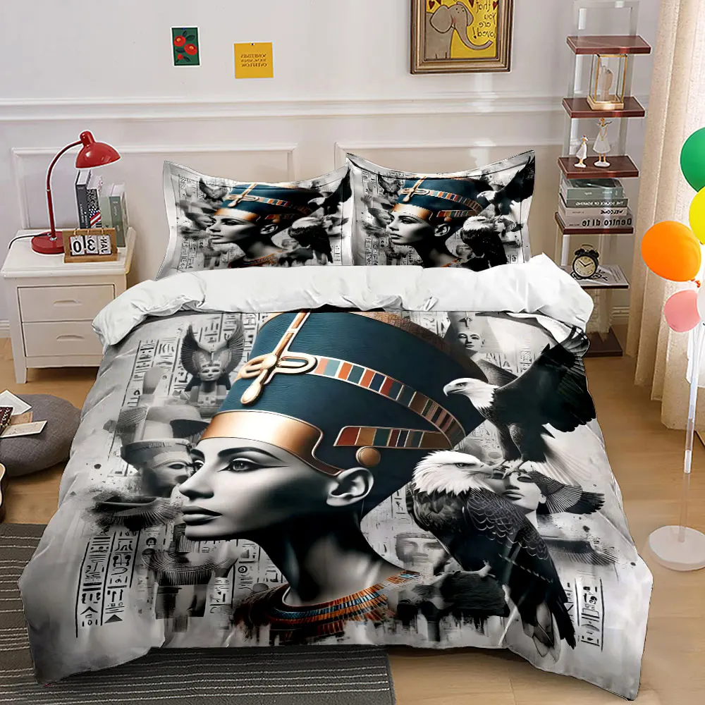 Egyptian Crown and Eagle Symbolism Art Print Soft Comfortable Duvet Cover Bedding Set Included 1*Duvet Cover 2*Pillowcases