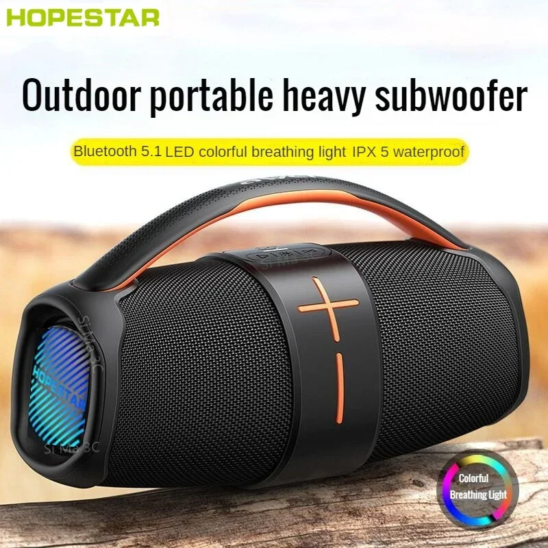 

H60 Bluetooth Speaker Outdoor Waterproof Subwoofer TWS Portable Stereo Boombox Powerful Column Audio Center TF