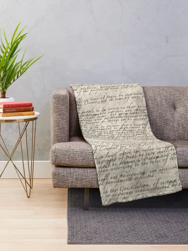 US Constitution The Bill of Rights on parchment paper Throw Blanket Flannels Designers Bed linens funny gift Blankets