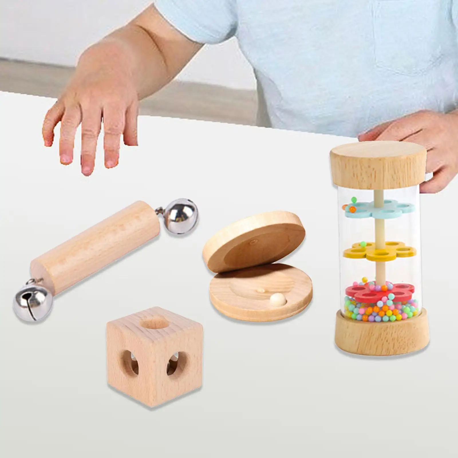 Ensemble d'instruments de musique en bois pour enfants, jouet de développement des compétences mentaires orielles, jouets pour tout-petits, cadeaux d'anniversaire pour enfants, 4 pièces