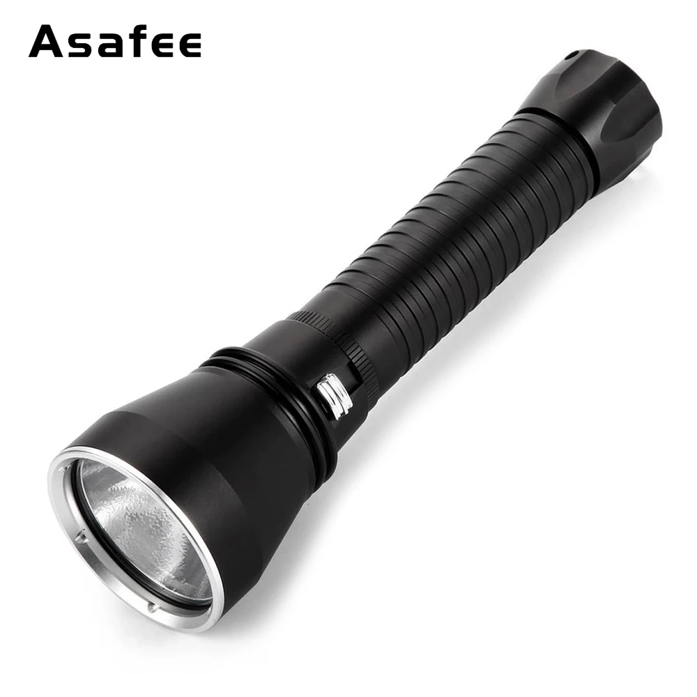 Asafee A26 100M Underwater White/Yellow Light P70 LED Diving Flashlight Slide Switch Magnetic button Torch Outdoor Scuba Lantern