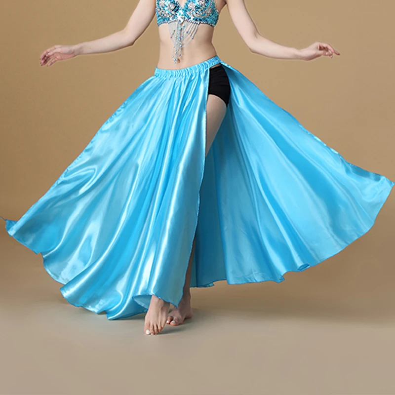 Performance Belly Dance Costume Saint Skirt 2-Sides Slit Skirt Sexy Women Oriental Belly Dance Skirt Female Dance Open Hem Skirt