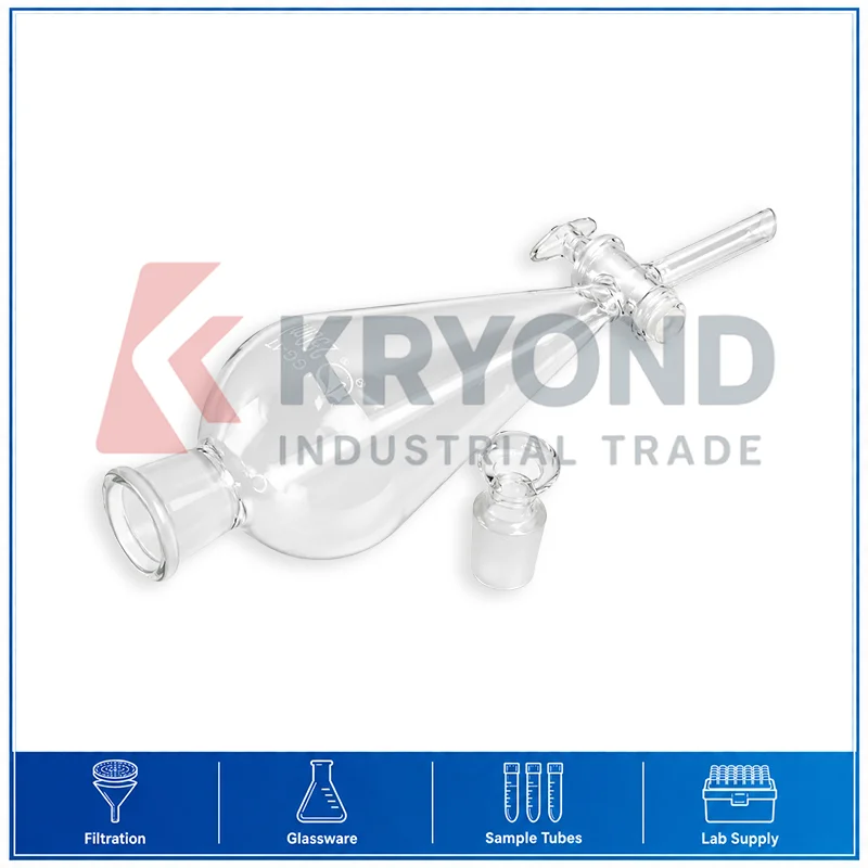 60ml Pear Shaped Separatory Funnel Ground Glass Stopper Laboratory Chemical Extraction Apparatus Research Use Pack Lab Supply