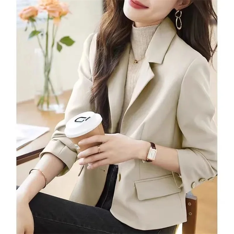 Advanced Sense Temperament Slim Small Blazers New Spring Autumn Short Women Jacket Casual Coffee Suit Coat Female Blazer Outwear