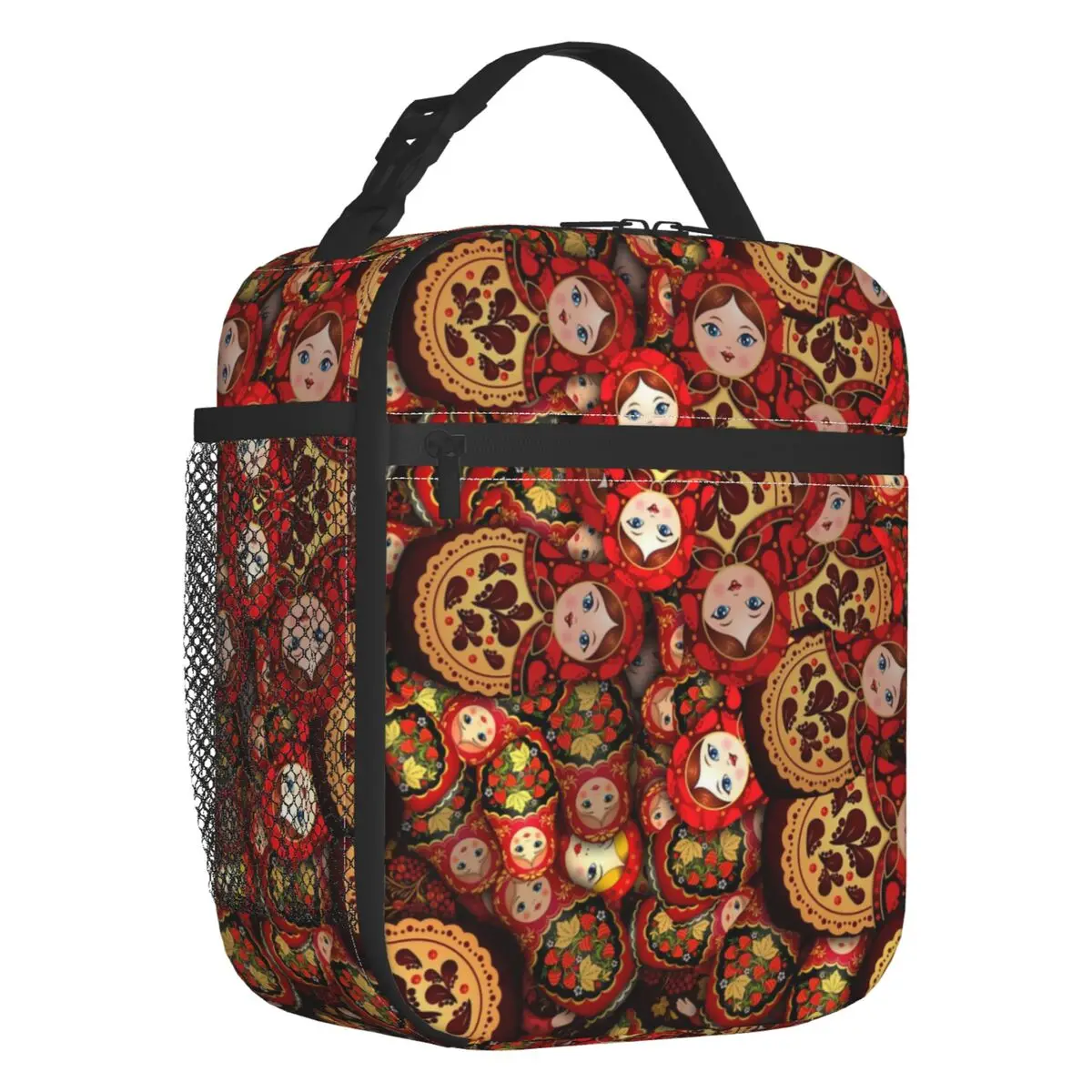 

Russia Matryoshka Doll Insulated Lunch Bag for School Russian Folk Art Babushka Leakproof Thermal Cooler Lunch Box Women Kids