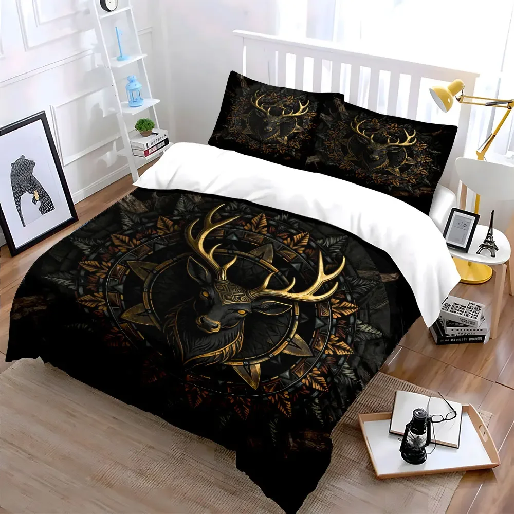 Deer Mandala Art Set Soft Comfortable Duvet Cover Bedding Set Included 1*Duvet Cover & 2*Pillowcases, gift