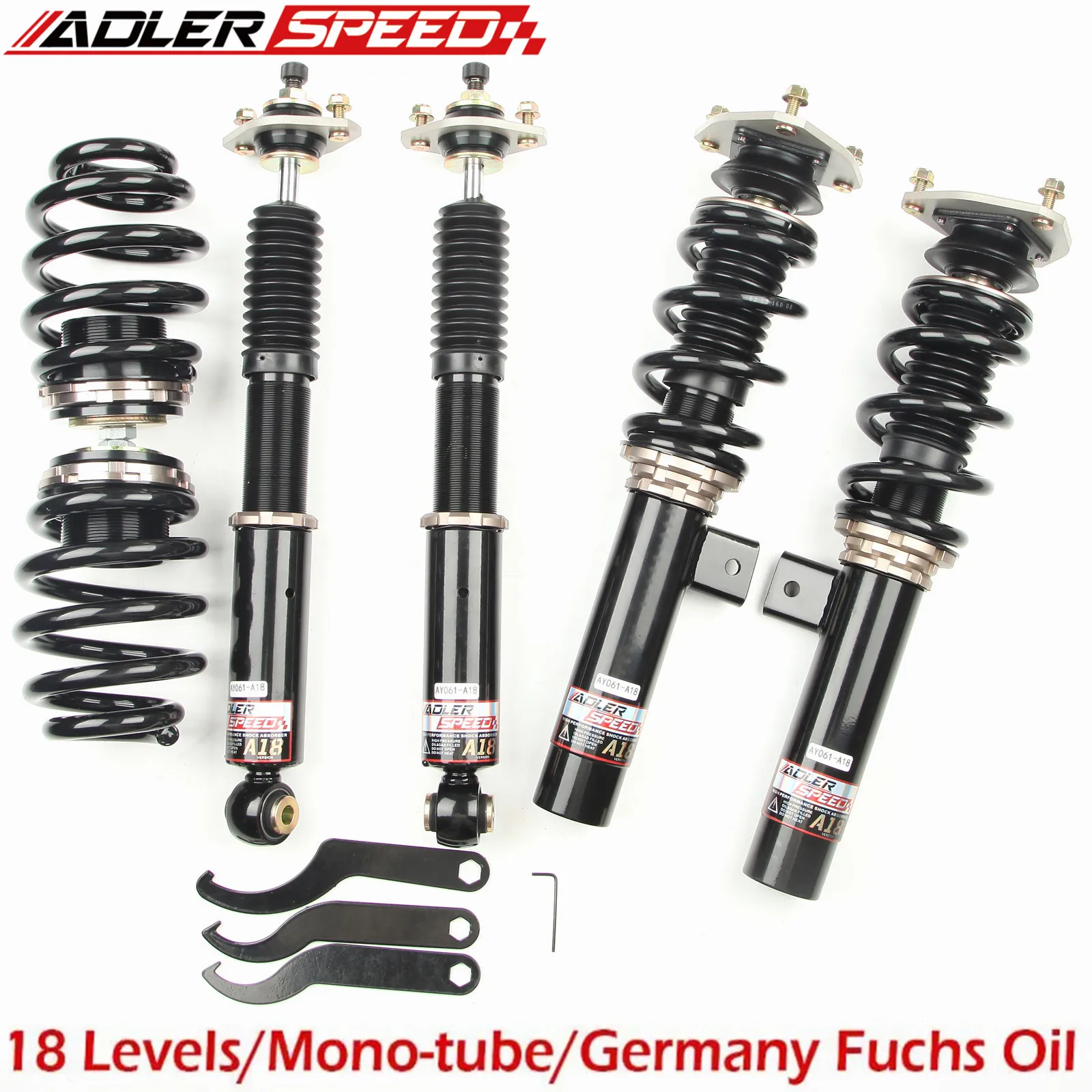 ADLERSPEED 18 Step Damper Mono Tube Coilovers Shocks Struts For BMW 3 Series E46 RWD 99-05