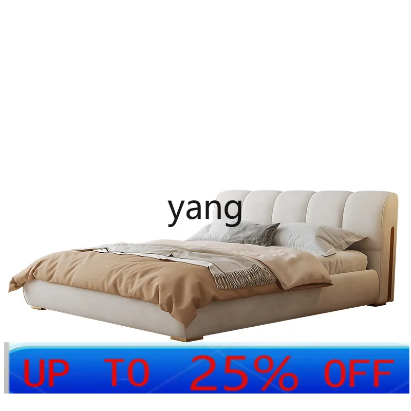 

Lmm Modern Simple Technology Fleece Light Luxury Nordic Master Bedroom Double Floor Puff Bread Bed Fabric Bed