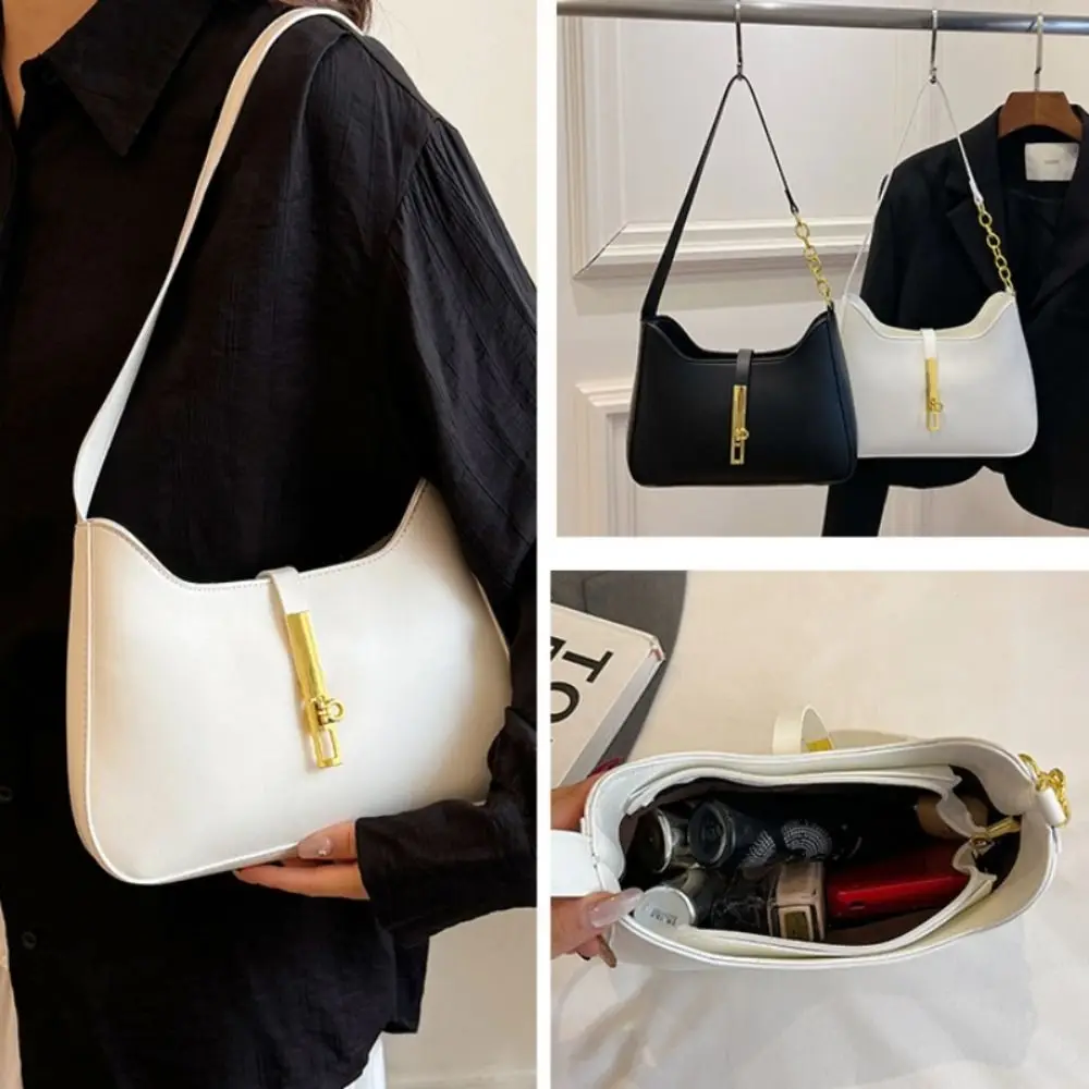 

Sling Bag Spicy Girl Retro Shoulder Bag Fashion PU Leather Pure Color Shoulder Bag Zipper Handbag Vintage Underarm Bag Girls