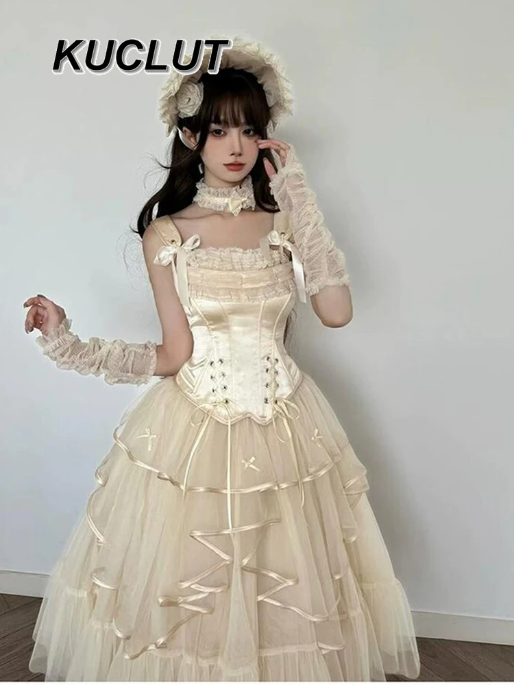 طقم نسائي مكون من قطعتين فستان سهرة لوليتا 2025 جديد راقي لحفلات الطلاب طقم بلوزات وتنورة على طراز الأميرة