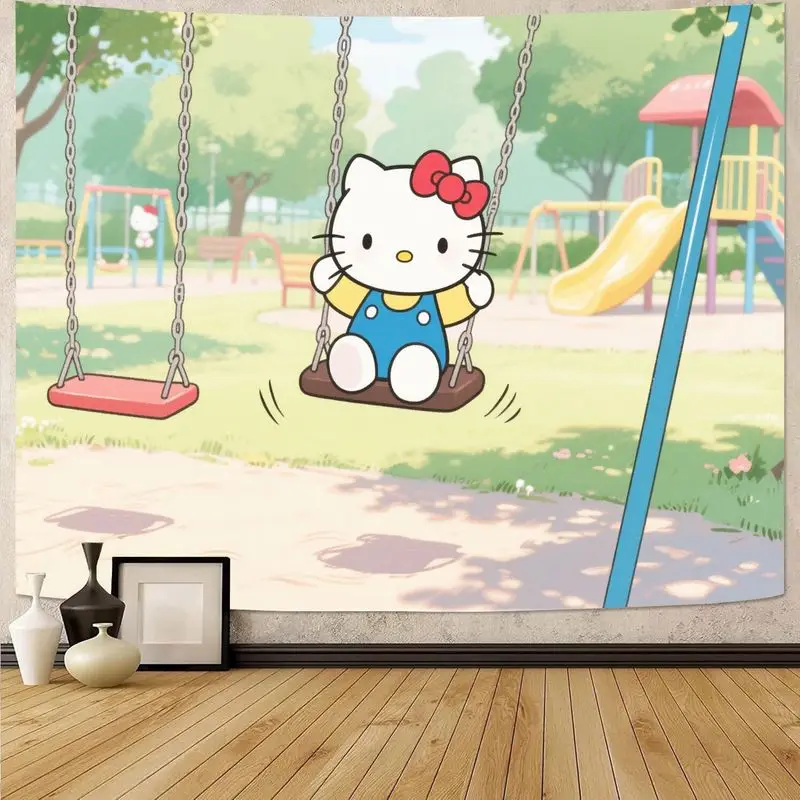 

1 шт. милый мультяшный кот гобелен Kawaii настенное искусство для декора детской комнаты уютный полиэстер висит для любителей кошек и игривых пространств